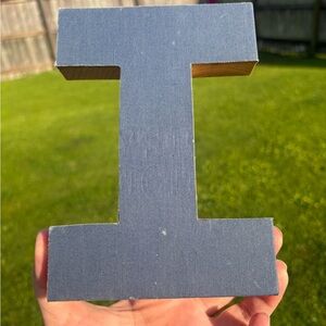 Wooden letter I with faux book cover in navy blue Hobby Lobby Cover needs glued